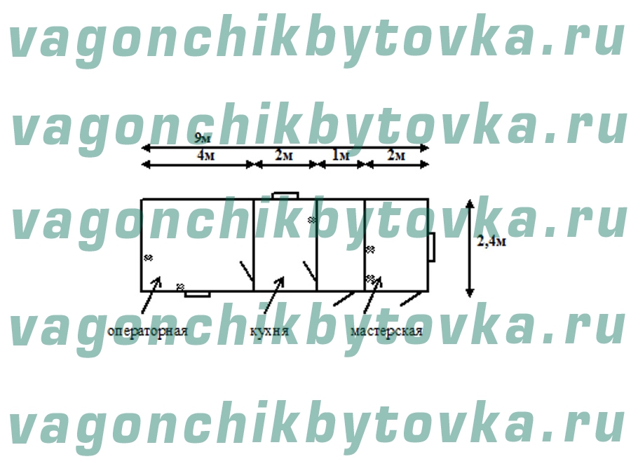 Офис из металлического вагончика 9м